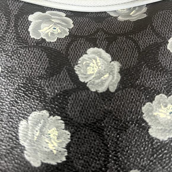 Coach Signature Rose Print Double Zip Crossbody Wristlet Bag Charcoal Sky 31855 - Picture 9 of 16